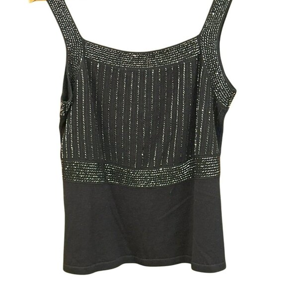 Ellen Tracy Womens Black Silk Cashmere Blend Beaded Tank Top Medium Quiet Luxury - Picture 3 of 7